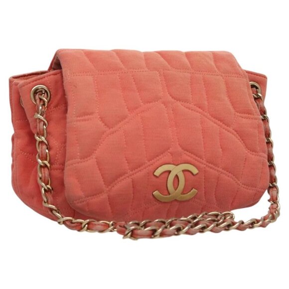 CHANEL Chain Shoulder Bag Cotton Pink Gold CC - Picture 1 of 16